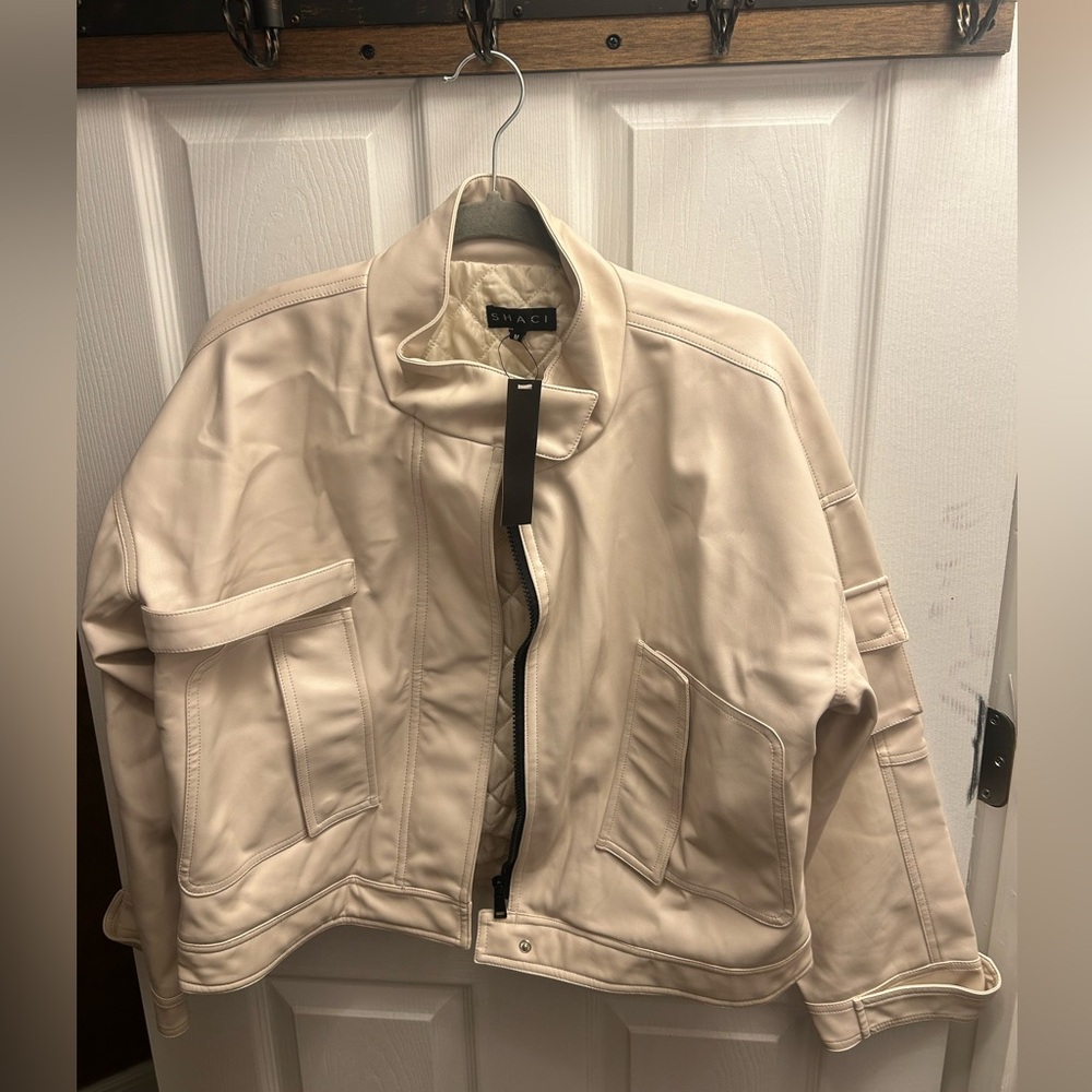White leather (fake) jacket Schaci brand